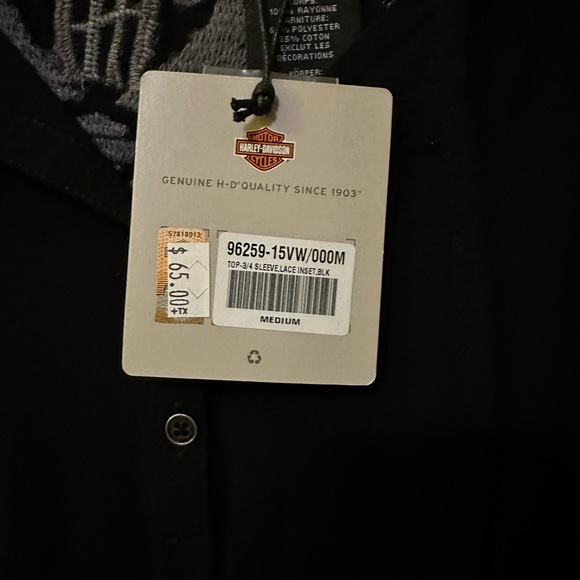 Harley Davidson three-quarter sleeve lace inset blouse - Picture 3 of 9